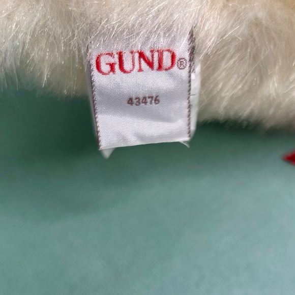 GUND Christmas Cream Bear with Red and Green Bow and Gift Sack - Picture 5 of 7